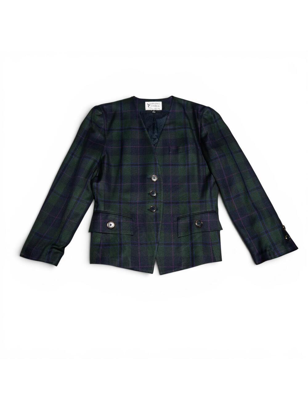 Vintage 80s Stirling Cooper Women's Plaid Blazer Jacket Size 8
